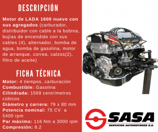 Ficha técnica del motor de LADA 1600